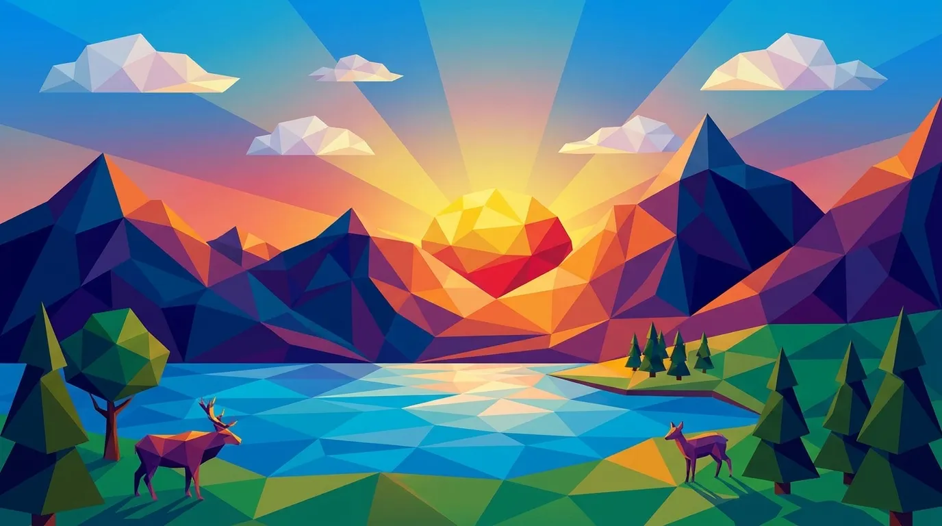 Nano Banana Pro creative — vibrant colors, wider scene with lake and deer