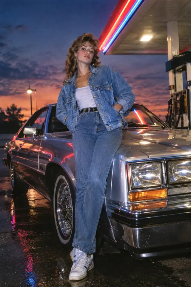 1980s car trend portrait generated from an AI prompt