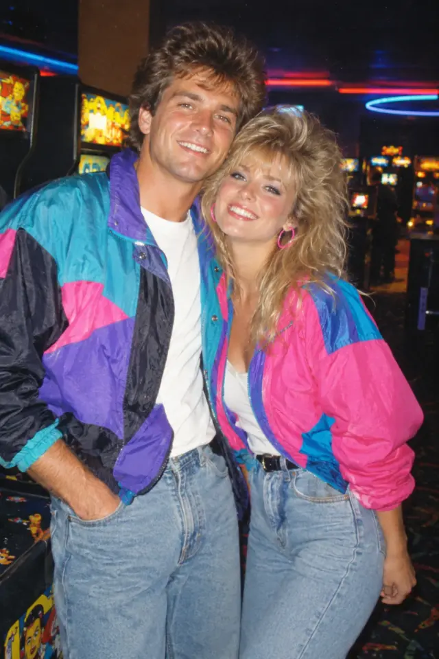 1980s couple portrait generated from a retro photo prompt